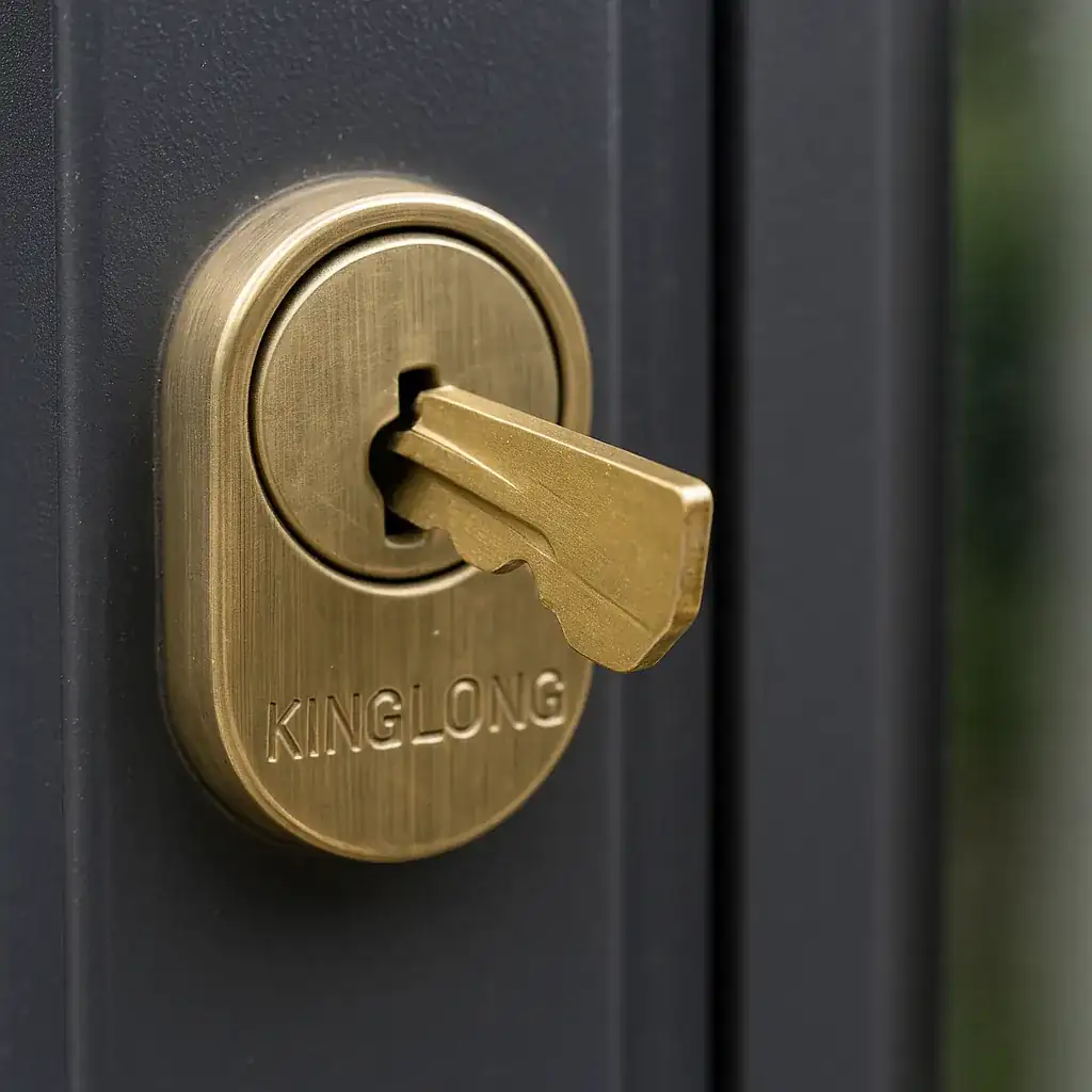 Chìa bị gãy nằm trong ổ khóa Kinglong trên cửa nhôm Xingfa