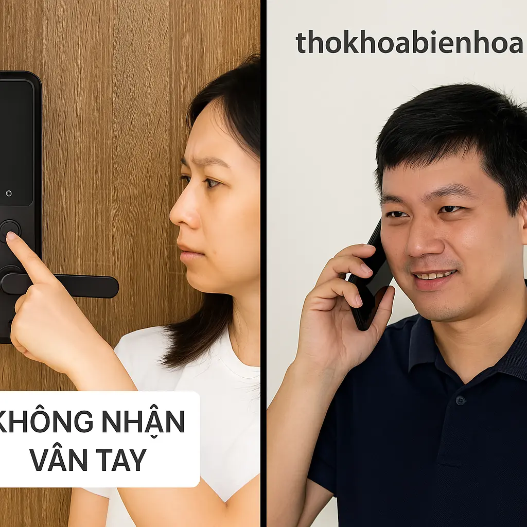 Khách nữ báo lỗi không nhận vân tay, thợ khóa Biên Hòa nhận điện thoại hỗ trợ ngay