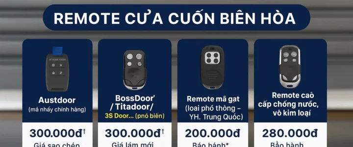 Bảng giá sao chép và làm remote cửa cuốn tại Biên Hòa, đủ các loại phổ biến