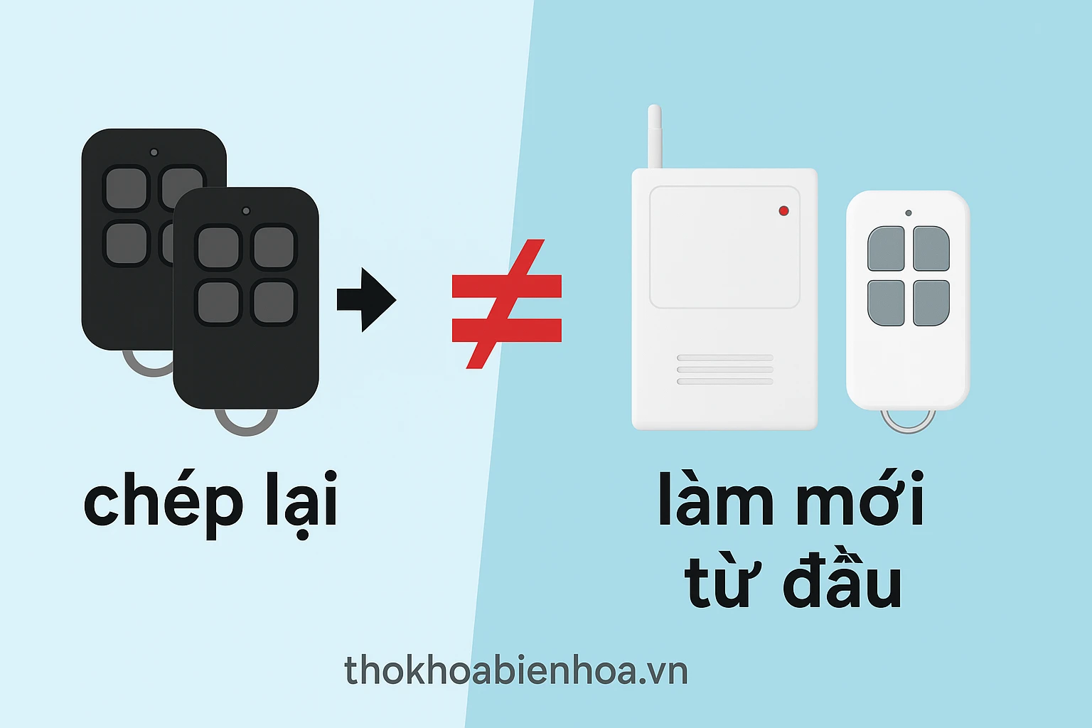 So sánh giữa chép lại remote và làm remote cửa cuốn mới từ đầu