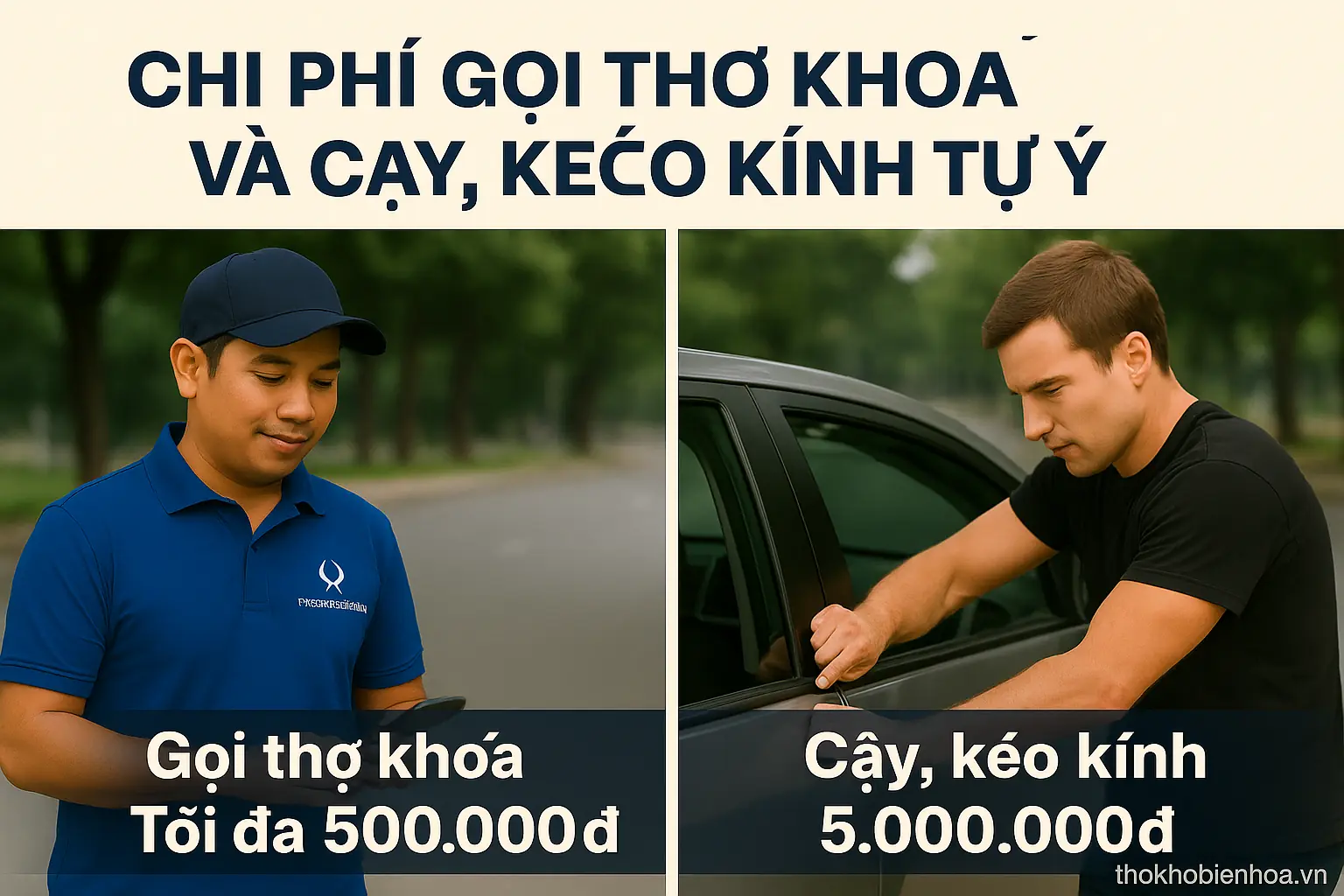 So sánh chi phí gọi thợ khóa ô tô và tự cạy, kéo kính xe