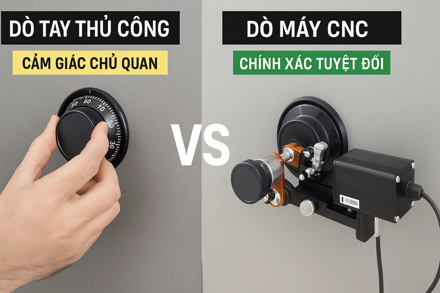 So sánh dò mã két tay thủ công và máy CNC – máy dò chính xác, dò tay không mở được két chống dò